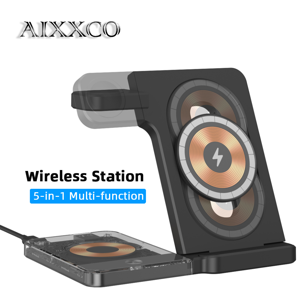 Wireless Charger Watch - AIXXCO Magnetic Wireless Charger Stand 5-in-1