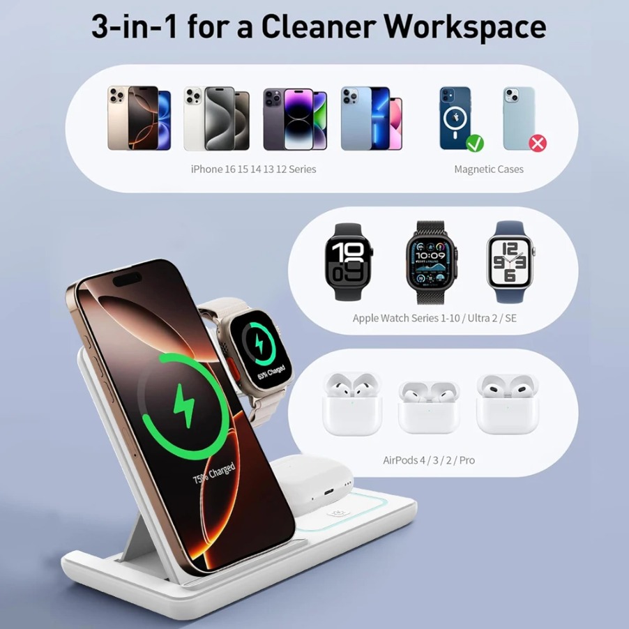 3 in 1 Foldable Night LED Ligh – Wireless Charger Watch Bewertung und Preis